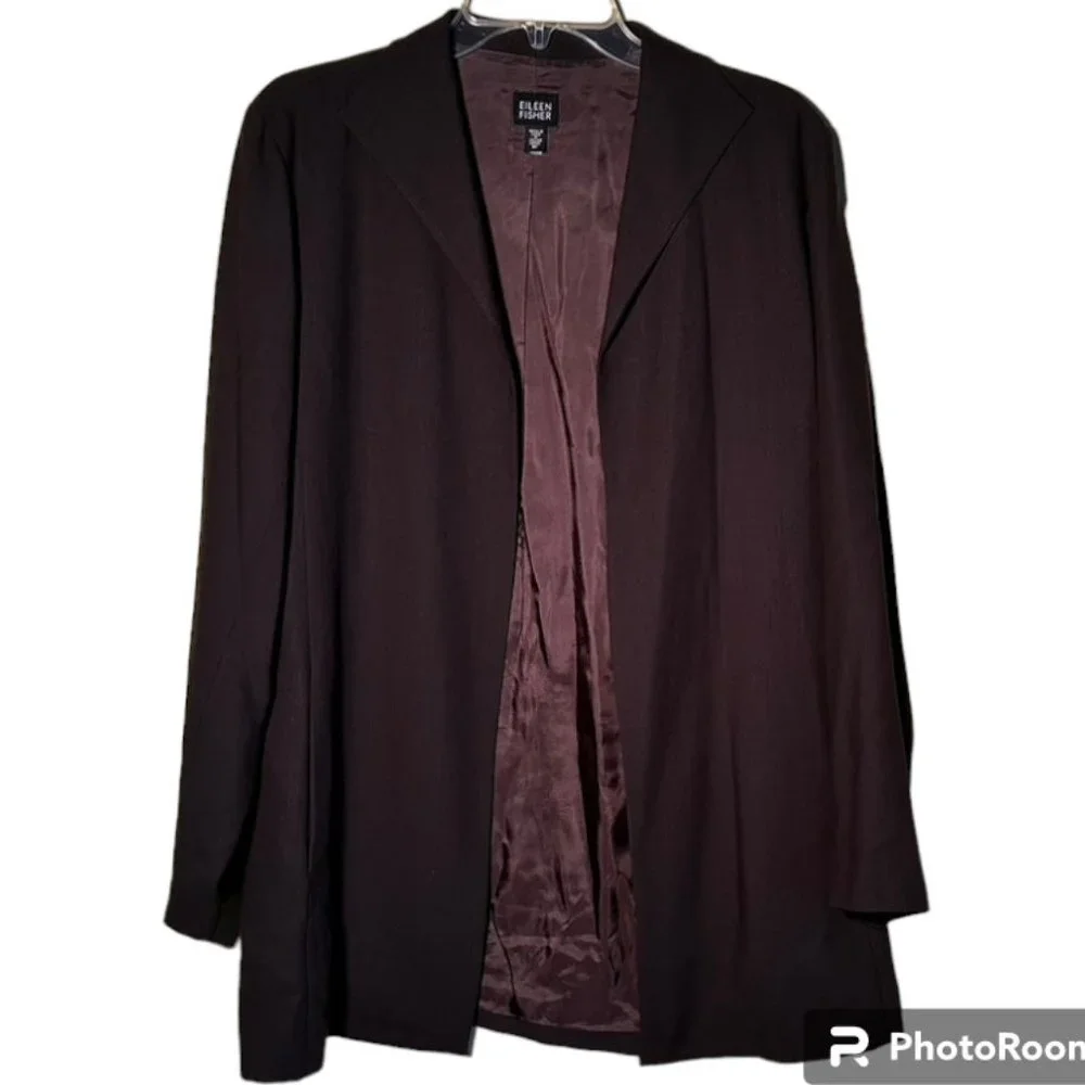 100% Wool Eileen Fisher Deep Olive Green Pantsuit Size M Excellent Condition! - Picture 2 of 7